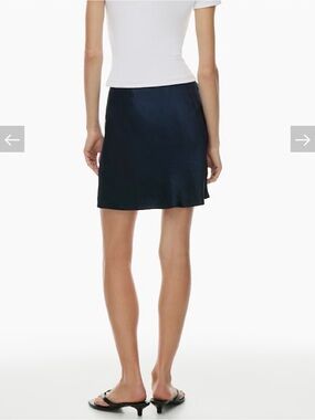 Babaton Navy Satin Mini Skirt